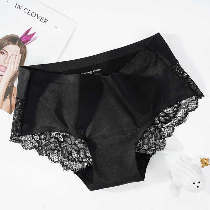 Dámské bezešvé bikini kalhotky ze hedvábí a krajky s květinovým vzorem