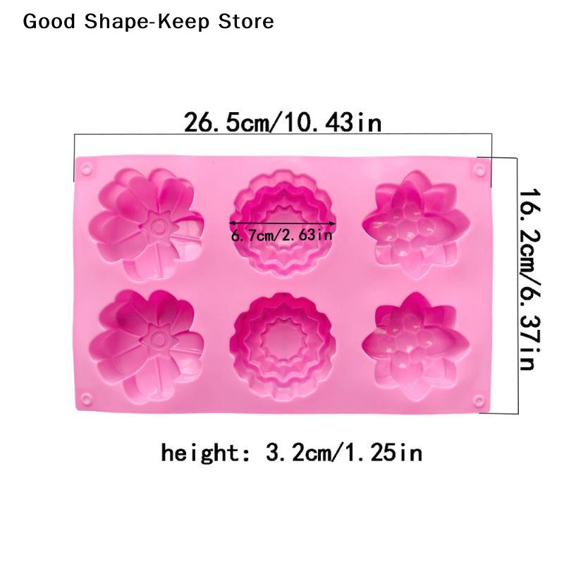 DIY Handmade Fondant Cake Baking Chocolate Sugar Cake Tool 6 Cavity Flowers Silicone Mold Resin Polymer Clay Making Mould