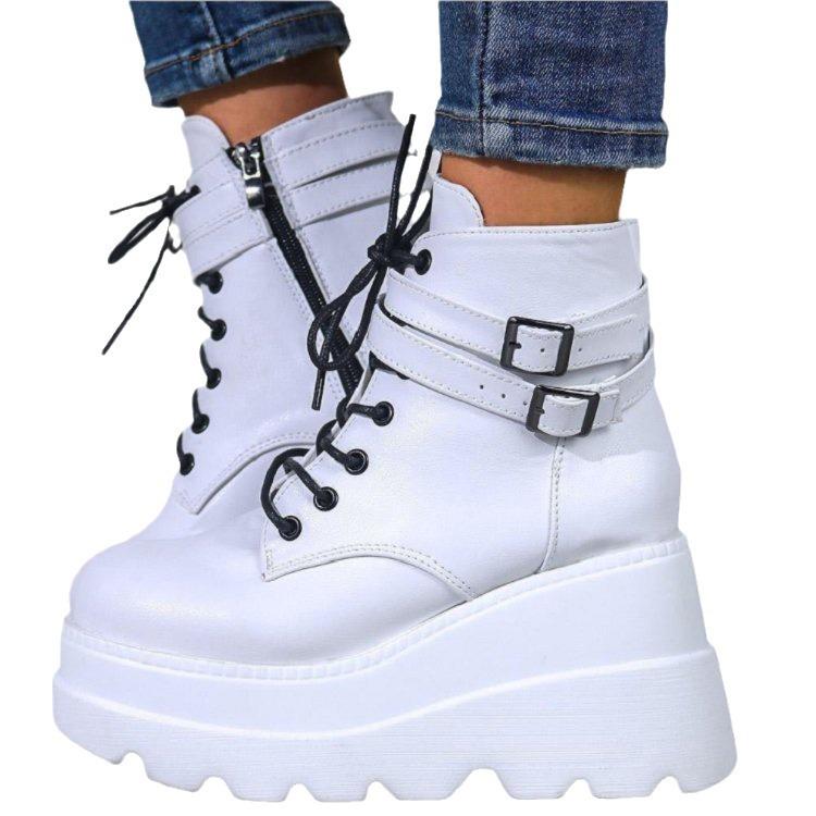 Plus Size Chunky Platform High Heel Buckle Ankle Boots, European & American Style, 2020 Autumn/Winter Collection