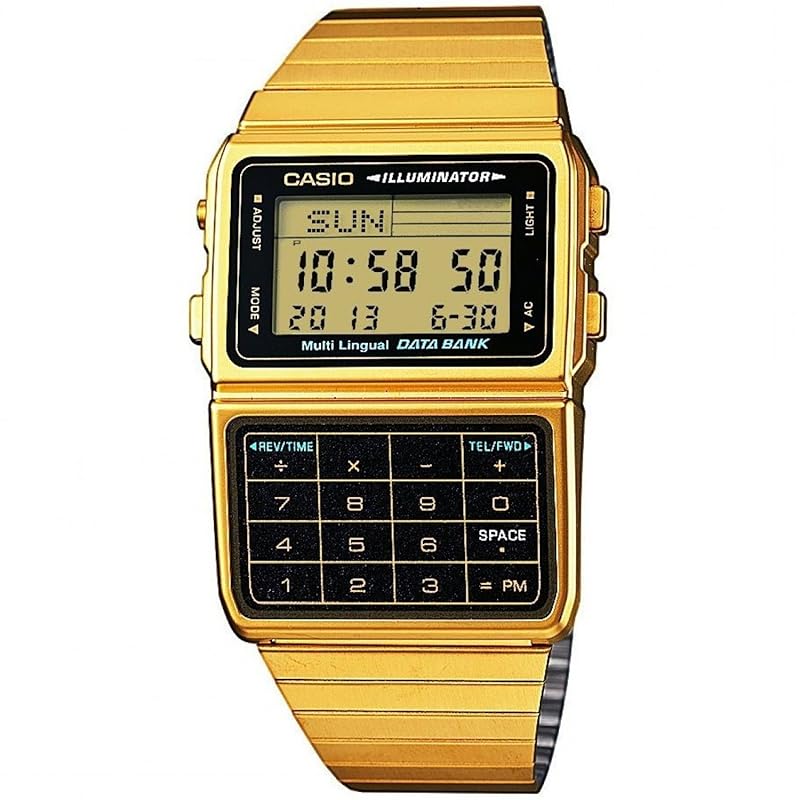 

Casio DBC-611G-1 gold memory calculator data bank watch