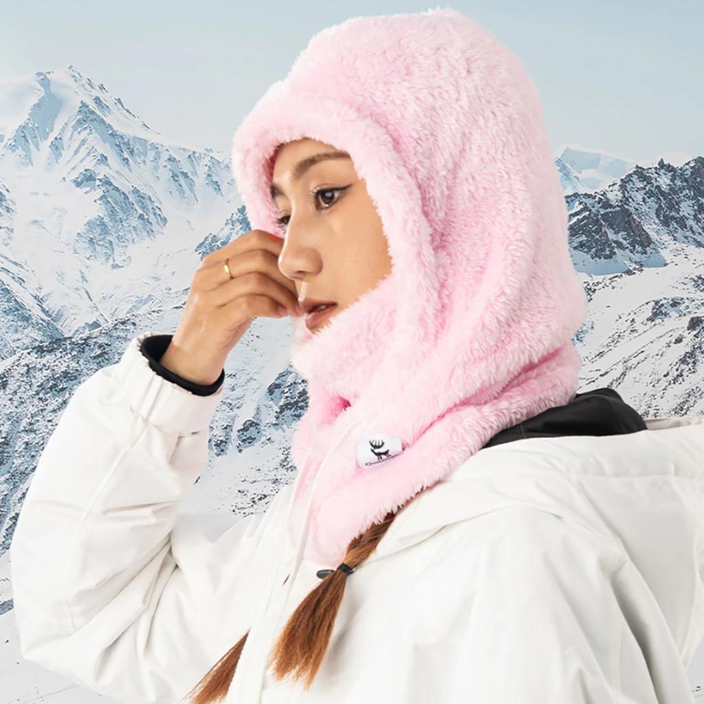Warme Fell- Sturmhaube für den Winter Skifahren Arktischer Samt Größe M pink