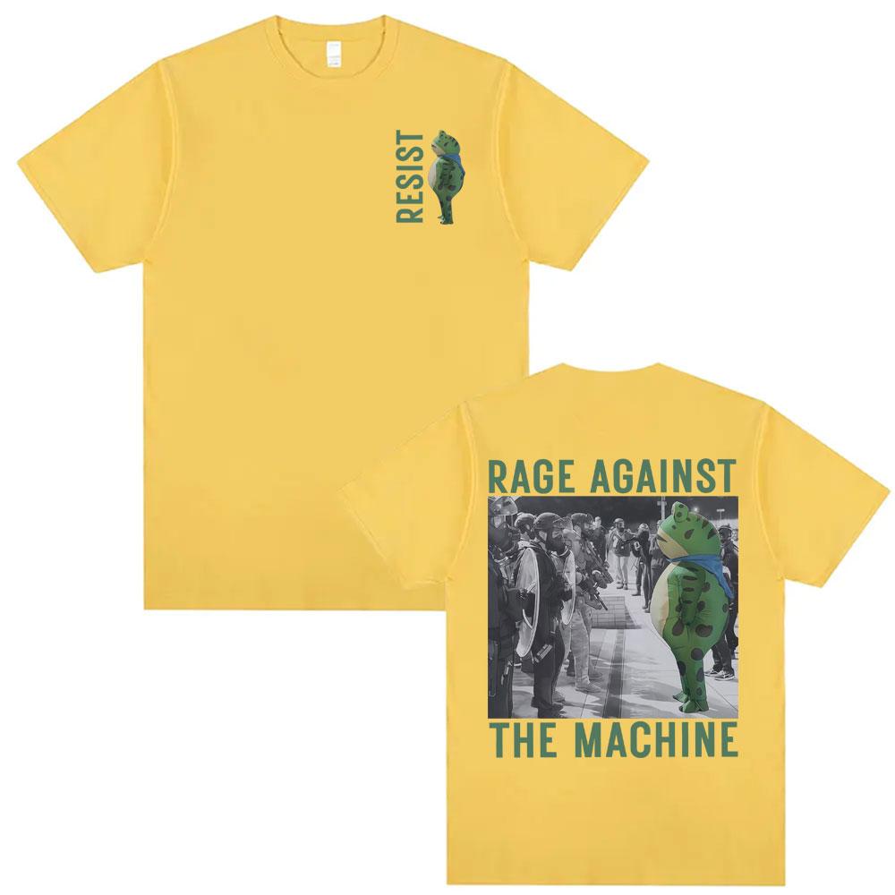 Rage Against The Machine Portland Frog T Shirt Funny Meme Tshirts Men Women Summer Cotton Loose Short Sleeve Tshirt Streetwear