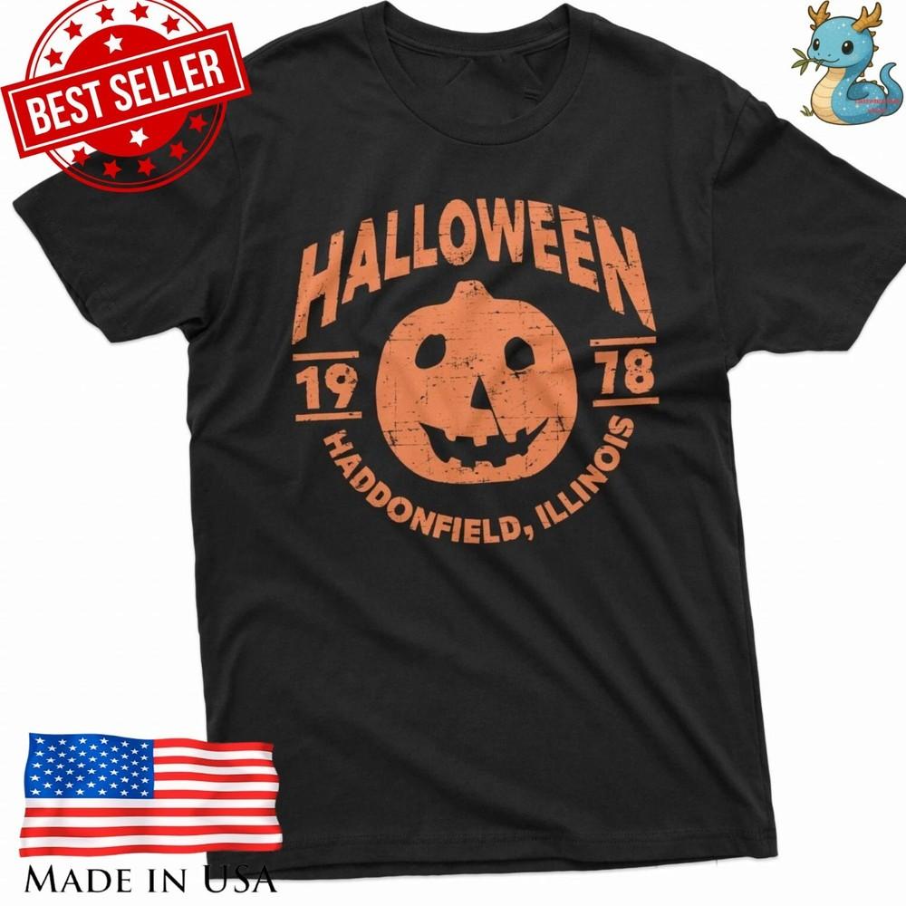 Halloween 1978 Shirt Retro Haddonfield Illinois Pumpkin Horror Graphic Tee Unisex T-Shirt S