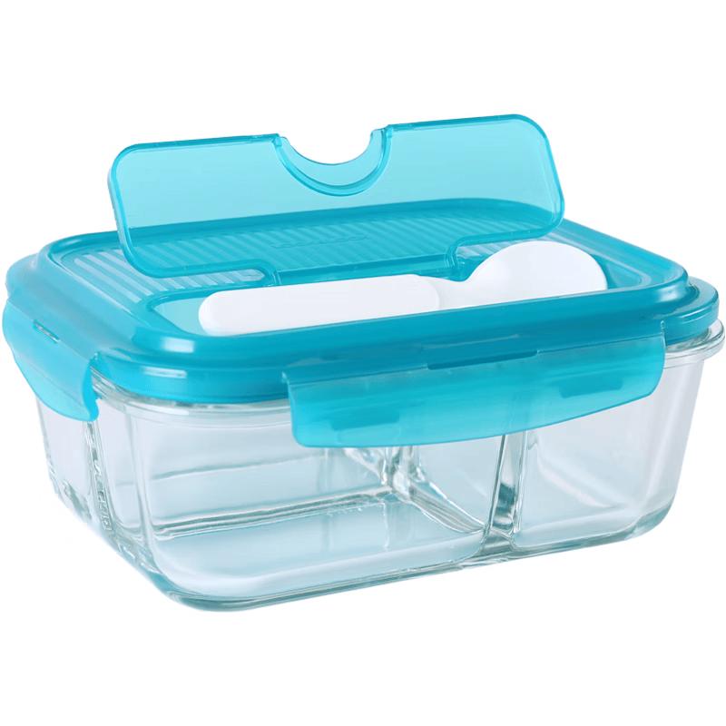 Lock & Lock Heat-Resistant Glass 3-Compartment Bento Box Single