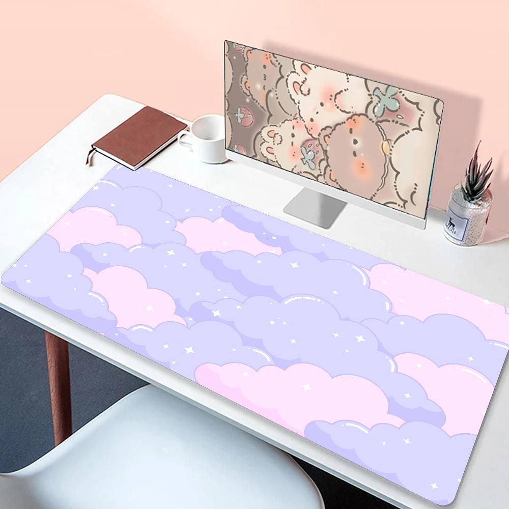 

Mouse pad 90x40 Pastel Clouds Desk Mat XXL Kawaii Purple Keyboard Pad Non-slip Laptop Desk Office table Mat Kawaii Expansion pad 300x600x2mm