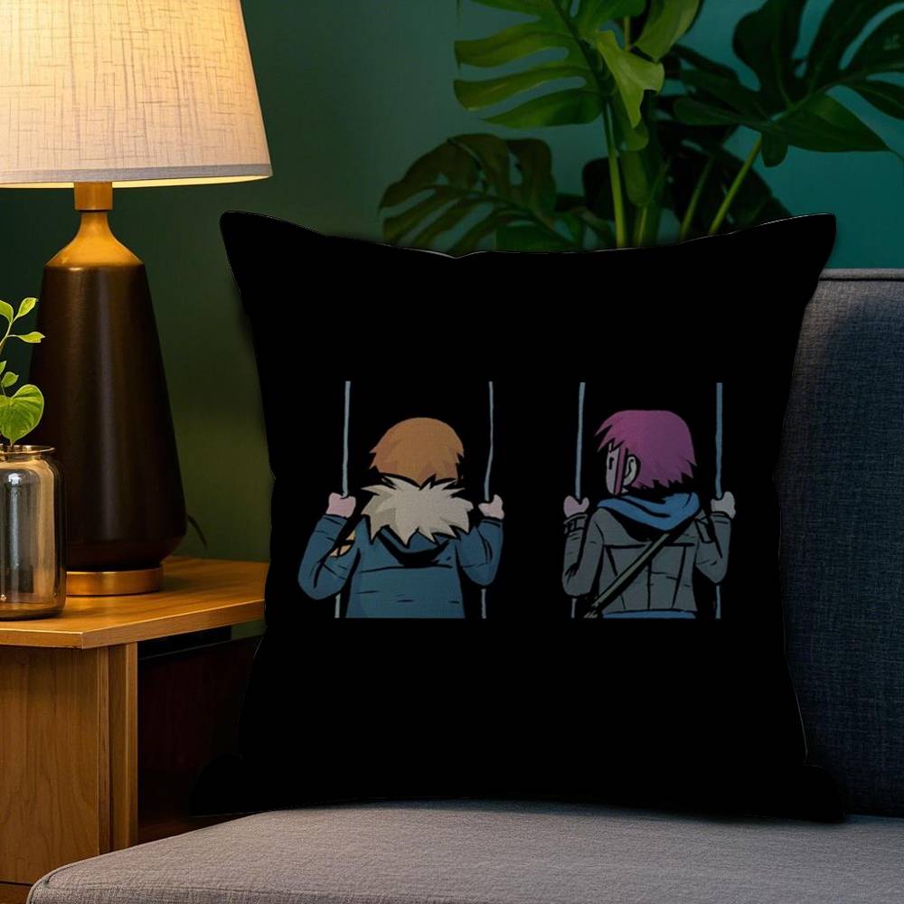 

Мультяшная наволочка S-Scott P-Pilgrim Плюшевая ткань Мягкая Двусторонняя печать Дом Диван Высокое качество Чехол для подушки Накидка 12x12Inch