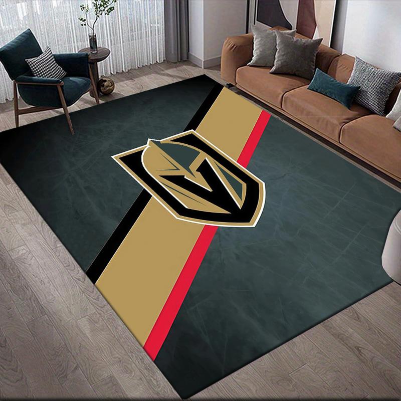 Vegas Golden Knights Flanellmuster Quadratischer Teppich, Läufer, Teppich für Wohnzimmer Schlafzimmer Sofa Spielzimmer Dekor, Rutschfeste Fußmatte