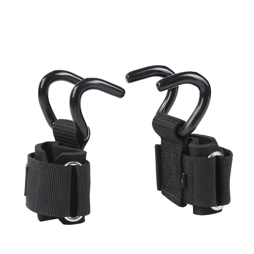 2Pcs Strength Workout Weightlifting Straps Black Wrist Strength Training Hooks  for Gym Training