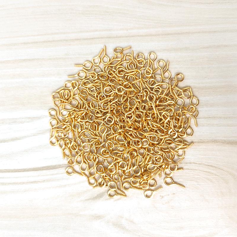 

100-800pcs Small Tiny Mini Eye Pins Pins Hooks Eyelets Screw Threaded Gold Clasps Hooks Jewelry Findings For Making DIY 9x4mm 100pcs