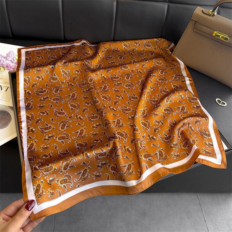 Light luxury cashew nut retro imitation silk printing silk scarf square scarf high-end shawl sunscreen neck scarf headscarf scarf