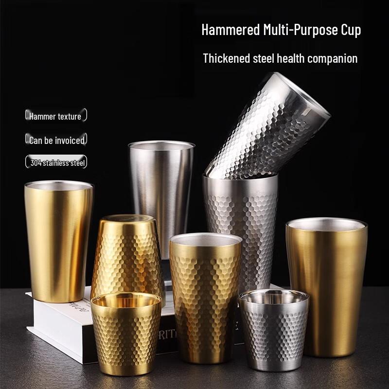 Becher im koreanischen Stil aus gehämmertem Edelstahl 304