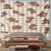 Cute Dachshunds On Plaid Pattern Pattern Wall Hanging Tapestry Decorative Tapestry Home Decor for Bedroom and Living Room