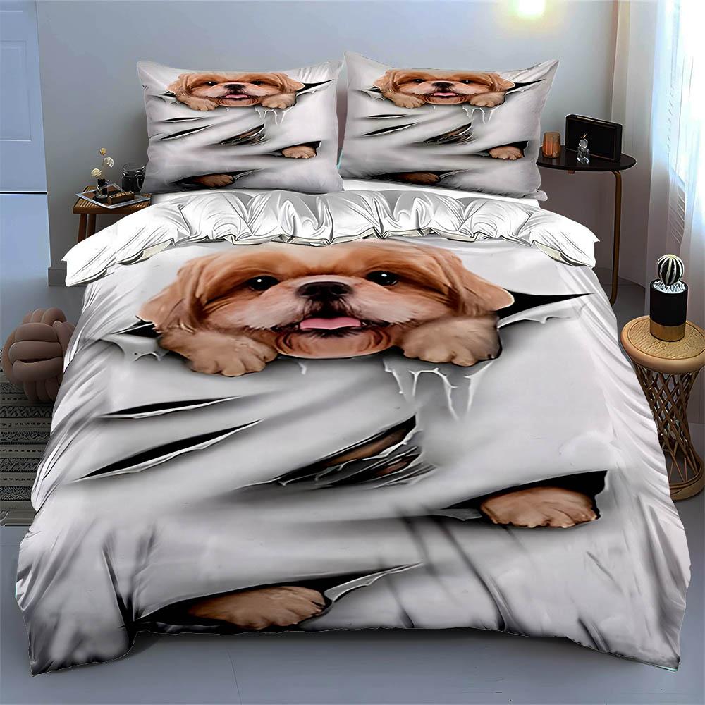 Cute dog illustration. Bedding Duvet cover sets Duvet covers Pillowcases gifts (1 * Duvet Cover 2 * Pillowcases, without duvet insert)