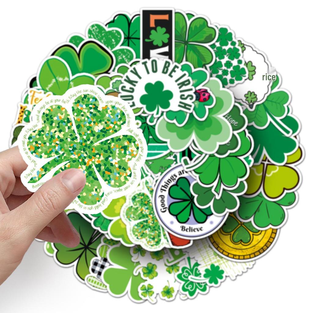 50 Four-Leaf Clover Waterproof Stickers for Suitcases & Laptops - Creative & Trendy Travel Decoration