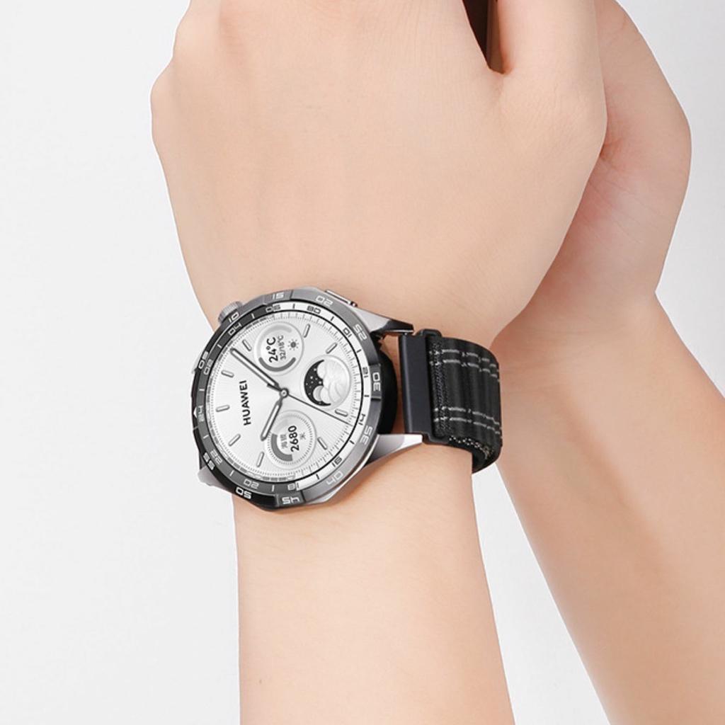 For Samsung Galaxy Watch7 44mm / 40mm Nylon Watch Band 20mm Wave Pattern Magic Tape Closure Wrist Strap