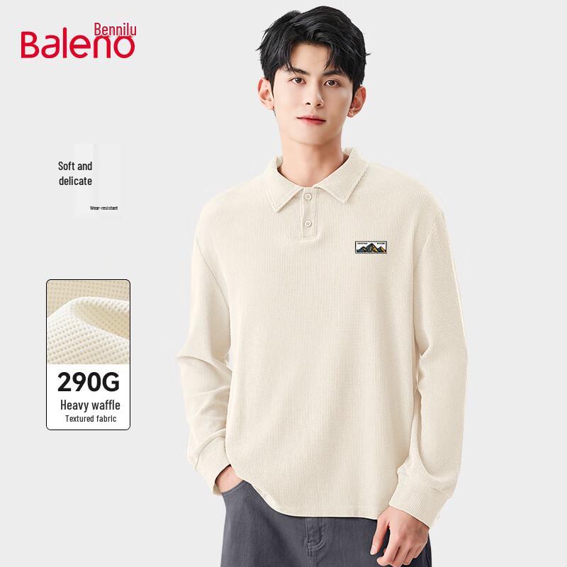 Baleno Men's Waffle Knit Long Sleeve Polo Shirt