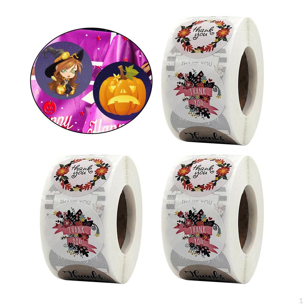 3 Rulo 1500 Adet Cadılar Bayramı Etiketi Kendinden Yapışkanlı Kağıt Etiketler