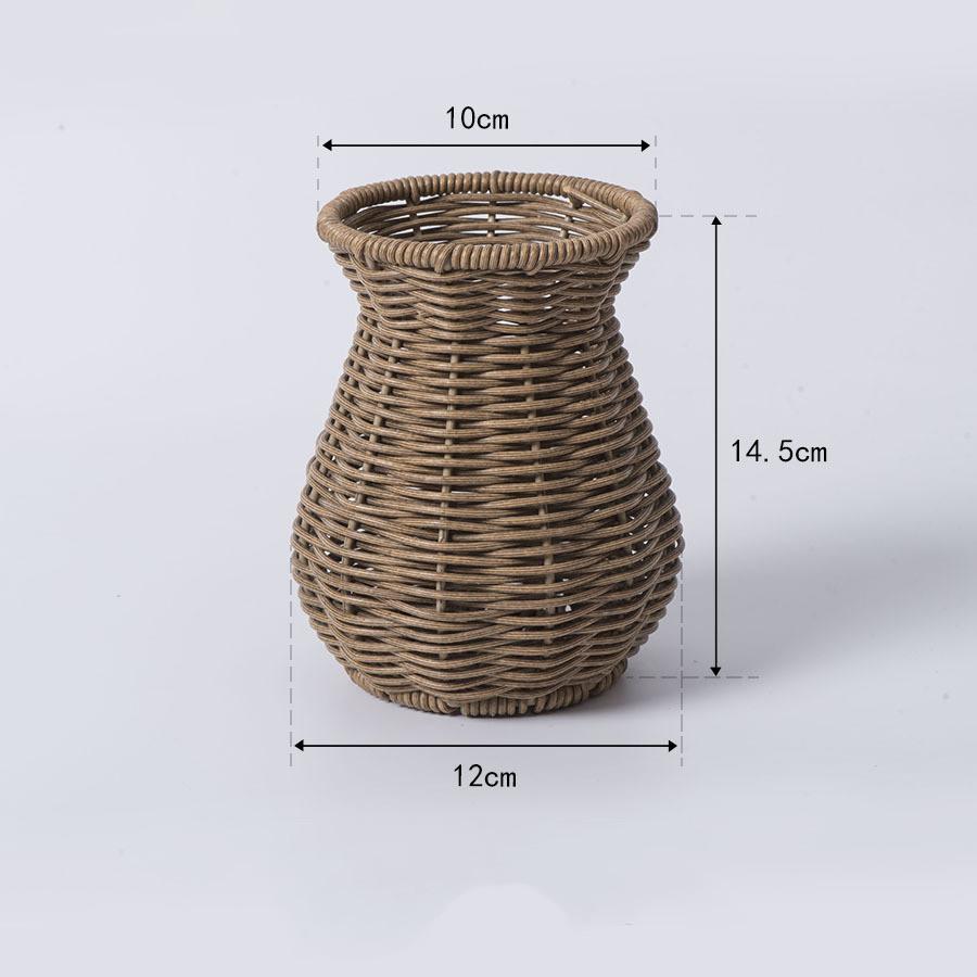 Handmade Woven Vase Imitation Rattan Flower Plant Potted Flower Basket Bouquet Holder Wedding Home Office Table Decorative