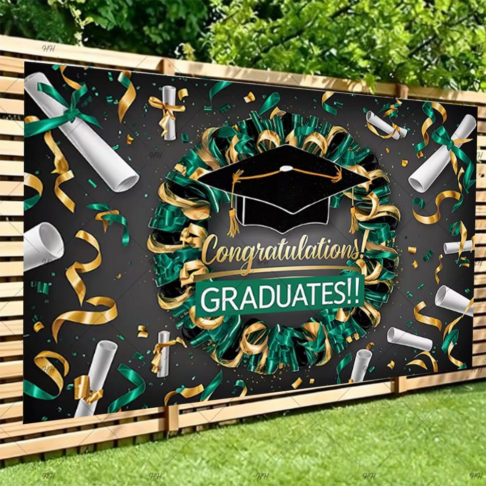 Congratulatory Graduatio Celebration Theme Party Decoration Background Graduates Backdrop Photography Studio Props Student Gifts