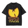 Wu Tang Clan Globale Tour T-Shirt Vintage Gewaschen Hip Hop Grafik Unisex Oversize Rundhals Baumwolle Kurzarm T-Shirt Tops Heißer Verkauf
