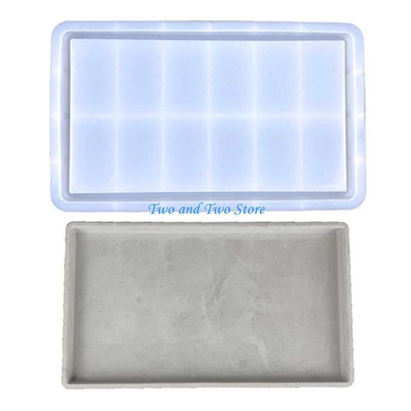 HX6F Eye Catching Saucer Mould Square Cups Tray Casting Mold for DIY Lovers
