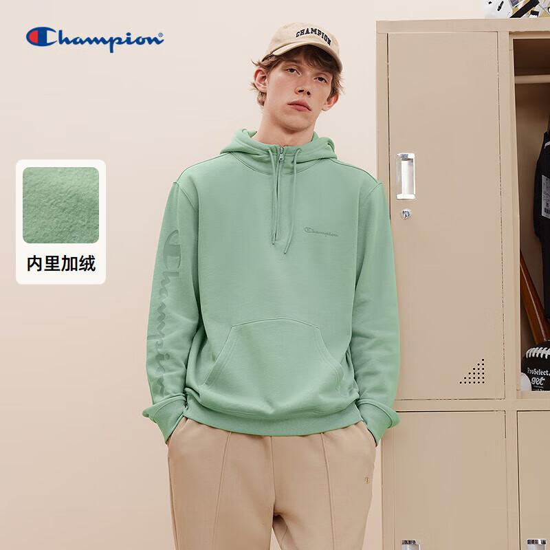 Champion Men s Fleece Lined Hooded Half-Zip Pullover Sweatshirt L