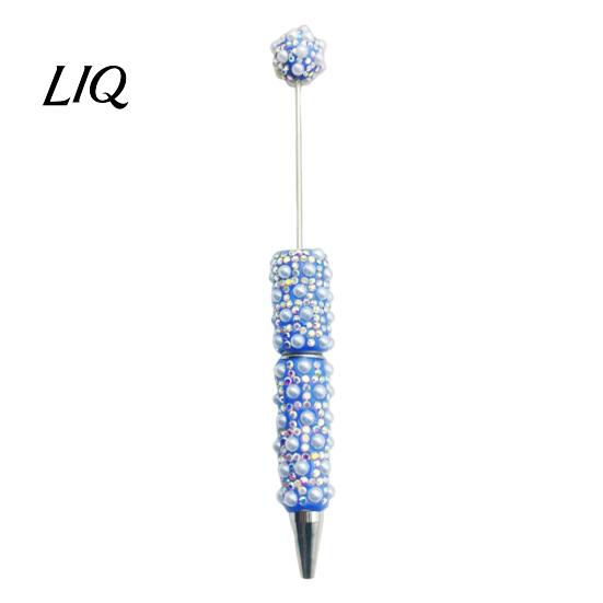 Faux Pearl Decorated Pen DIY Beadable Pen, Rhinestone Ballpoint Fancy Glitter for Crafting, Student Stationery Office Writing Tools Decorative