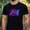 T-Shirt Men Neon Owl Motif Cotton Size XS To 5XL