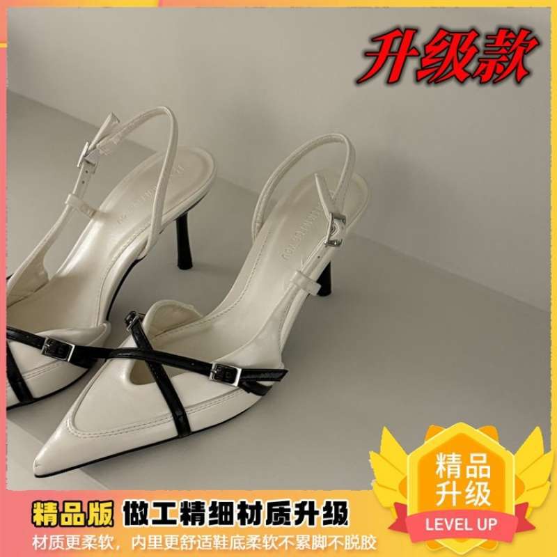 Spring and Summer Fashion High Heels Women's 2025 New French Pointed Thin Heel Bag Head Sandals Fairy Style Single Shoes