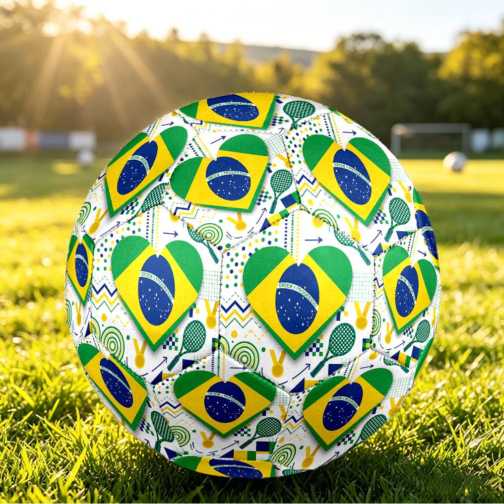 Brasilien Fußball Aufdruck Größe 5 Fußball Ball Verschleißfest Standard Erwachsenen Trainingsfußball Fan Geschenk für Indoor Outdoor Spiel Sport