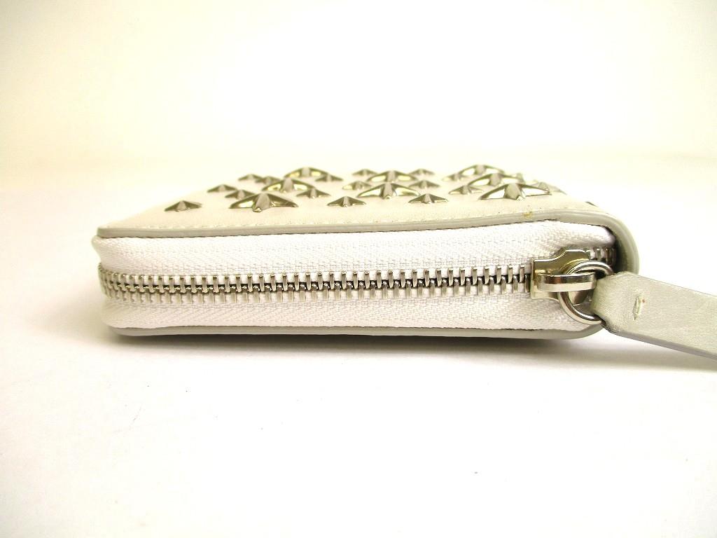 Authentisches Jimmy Choo Stars Kreideleder Bifold-Portemonnaie Kompaktes Portemonnaie #a859 Aufgearbeitet