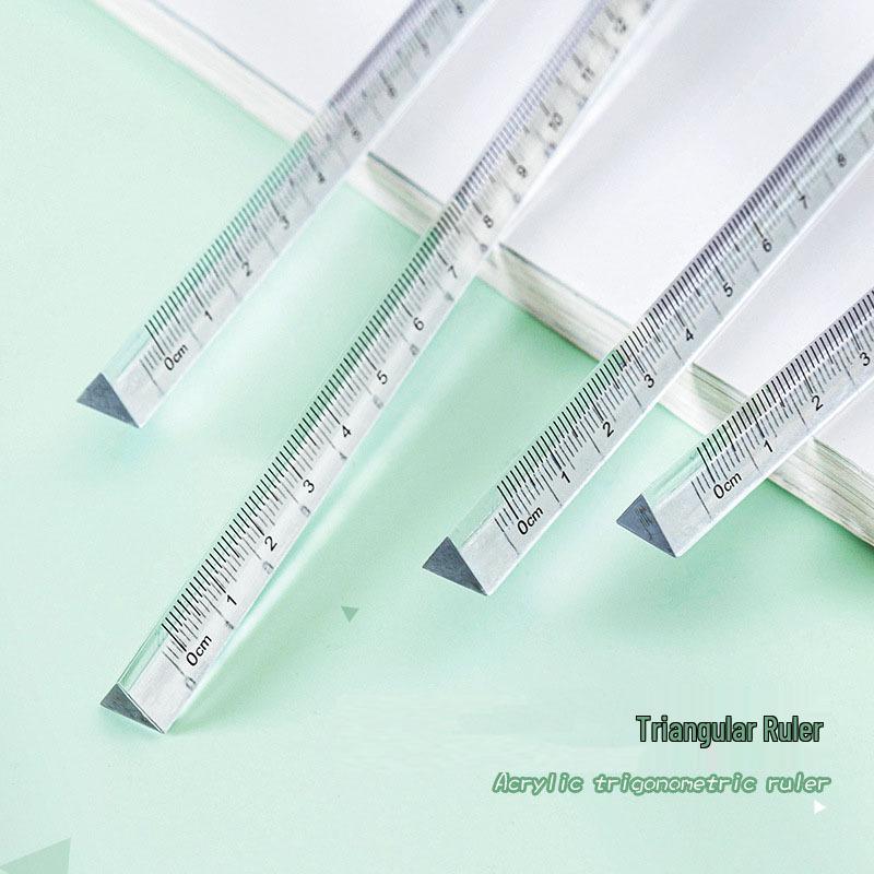 Transparent Double-Sided 15cm Crystal Triangle Ruler for Students and Drawing