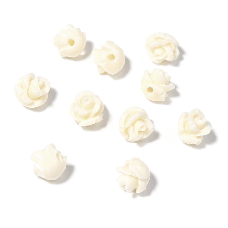 30pcs 6mm Resin Artificial Coral Beads for Jewelry Making Camelia Flower Beads DIY Earring Bracelet Neckalce Accessories