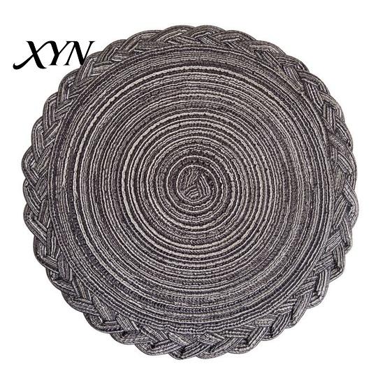 Woven Placemat 12 Inch Round Placemats, Polyester Braided Place Mats, Thermal Insulation Washable Heat Resistant Circle Dining Table Mats for Kitchen