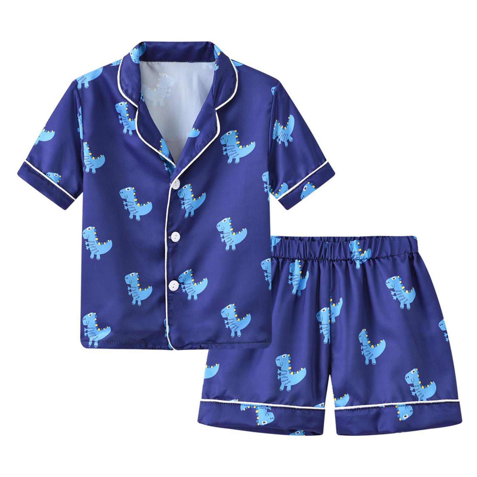 

Toddler Children Baby Boys And Girls Printed Pajamas T Shirt Shorts Set 100