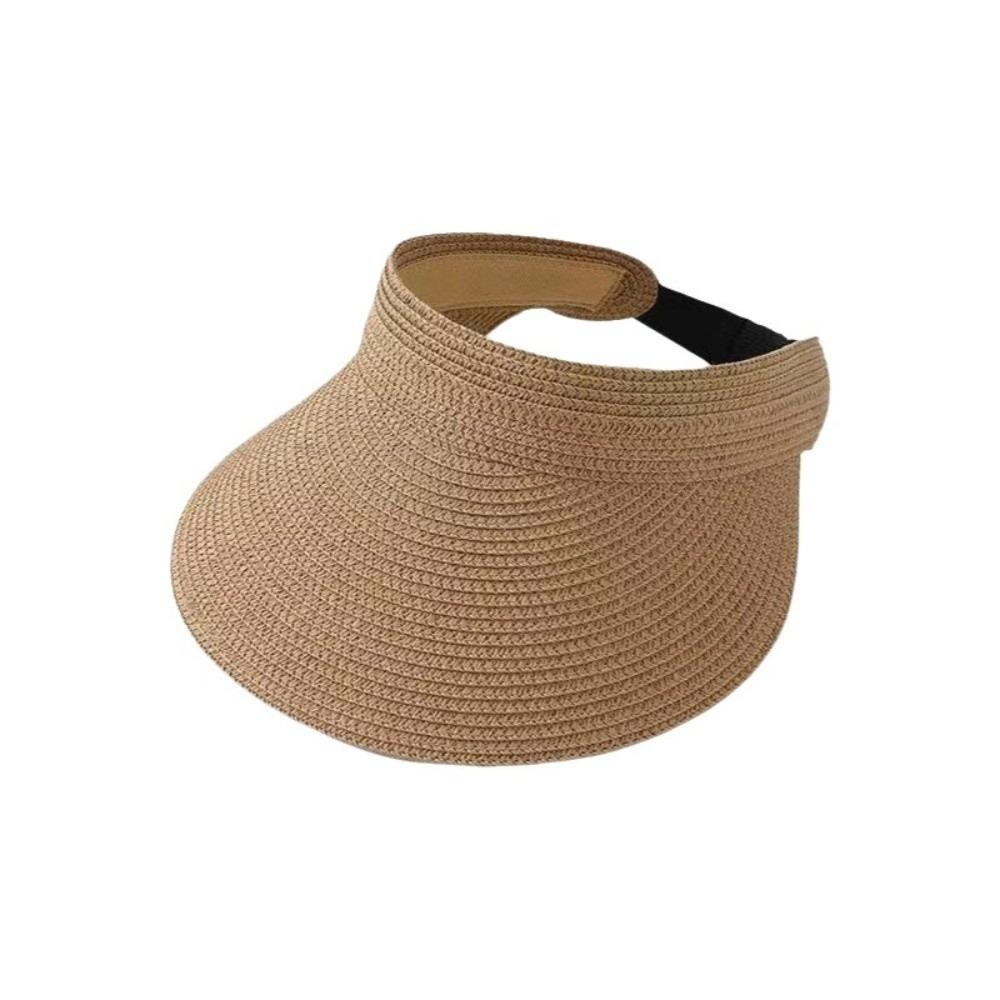 

Solid Color Summer Visors Hat Breathable Wide Brim Beach Hat Simple Straw Sun Cap Summer хаки