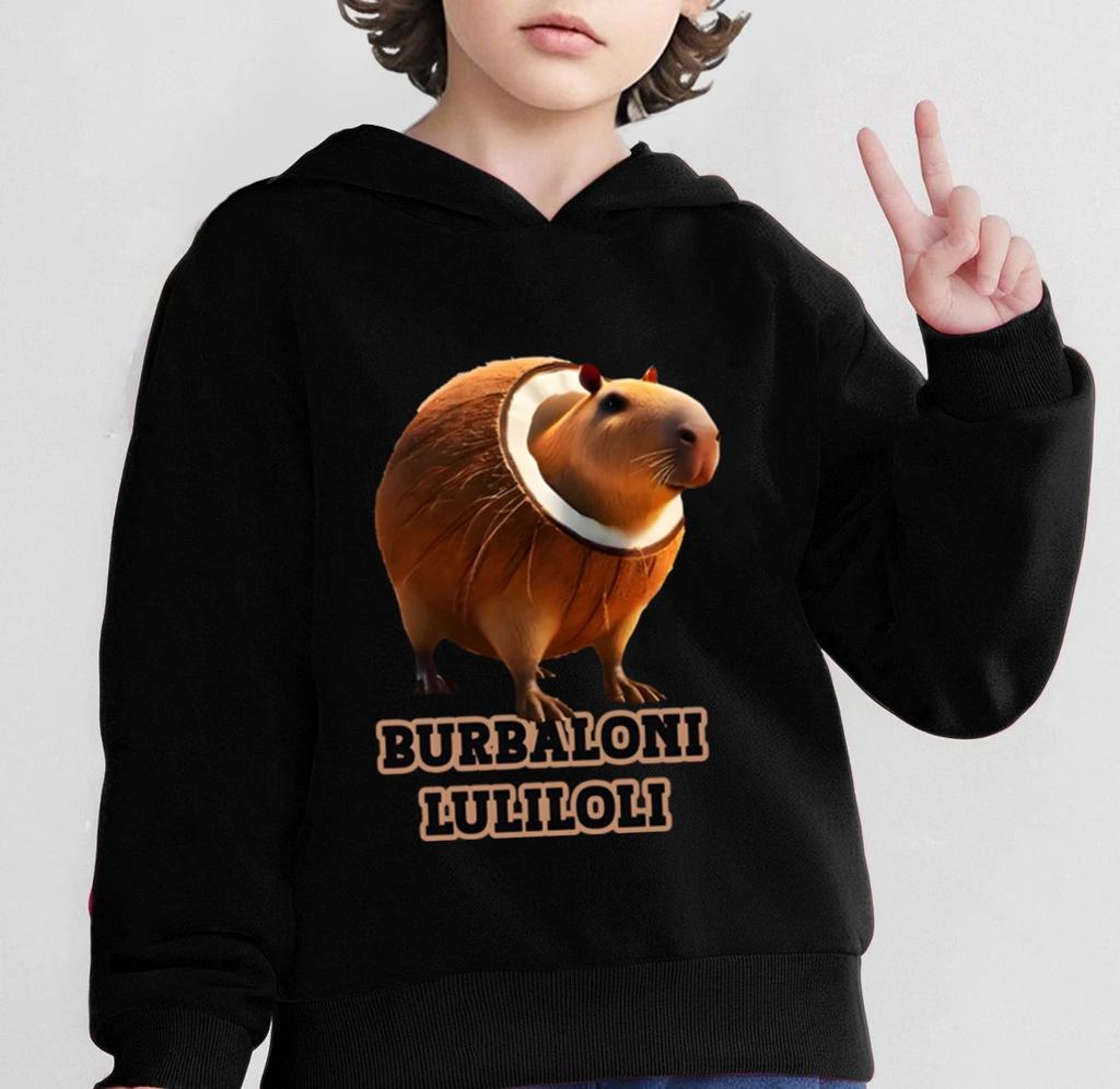 Burbaloni Luliloli Italienisches Brainrot Meme Hoodies Sweatshirt Jungen Mädchen Lustiger Cartoon Hoodie Herbstmode Pullover Kinderkleidung