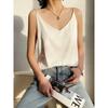 Solid Color Satin V-neck Tank Top for Women Pure Color Satin V-neck Strap Female