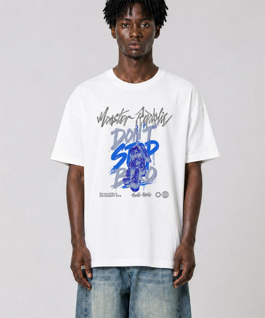 MONSTER REPUBLIC Rabbit Don'T Stop Bro Blue T-Shirt White_9174