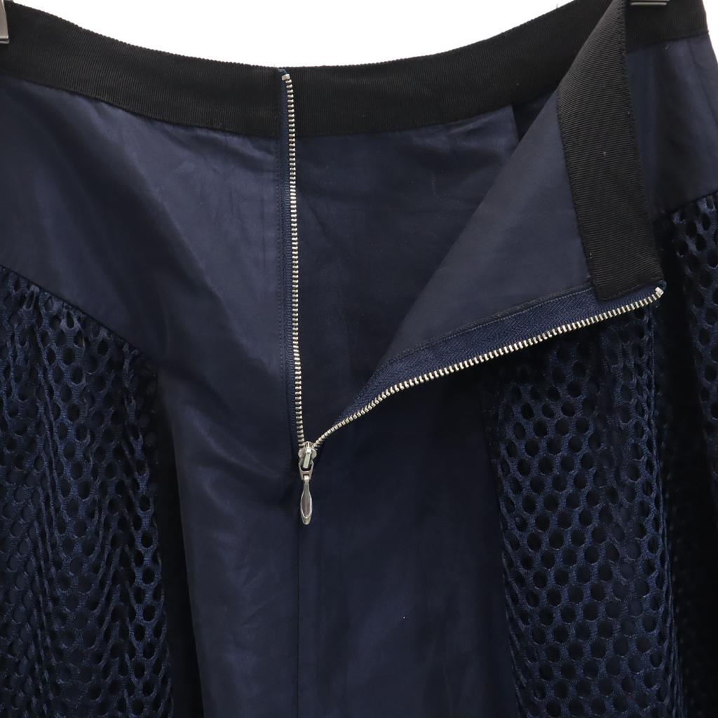 LANVIN en Bleu Made In Japan Midi Length Mesh Switching Flare Skirt 38 Women Used