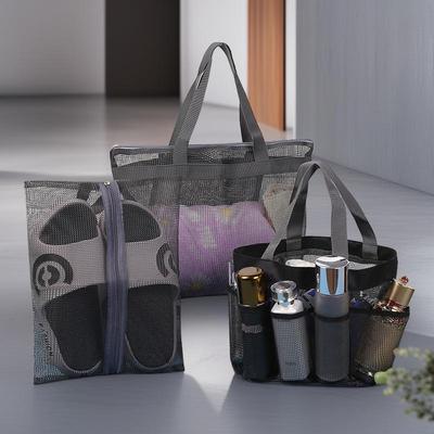 Borsa da Spiaggia e da Viaggio Portatile in Rete con Tasche Multiple