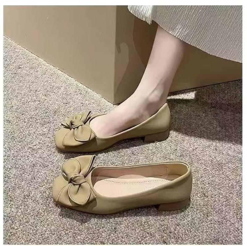 Fashion Bow Shallow Mouth Single Shoes Women Autumn New Soft-soled Comfortable Beanie Shoes womens Fashion French Flat-soled womensshoes
