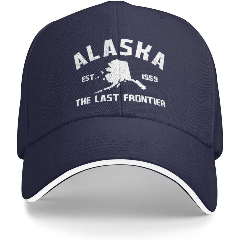 Alaska The Last Frontier Gifts for Women Men Navy Blue Men Hat Adjustable Sport Golf Baseball Cap Hats Dad Caps