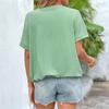 Women's Casual Round Neck T-shirt Curled Short Sleeve Top
