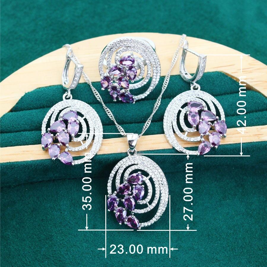 Anti Allergic Zircon Bracelet Necklace Earrings Adjustable Ring Lady Accessory Set