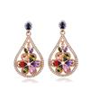 E0225 Premium Inductively Plated Champagne Gold Zircon Earrings, Vintage Color Water Drop Earrings