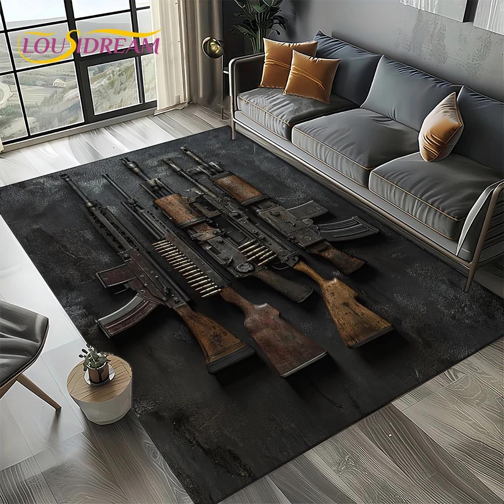27 Style Retro Guns Pistol Ammunition Bullet Cartridge AK M4 Rug Carpet for Living Room Bedroom Decor,Non-slip for Sofa Doormat