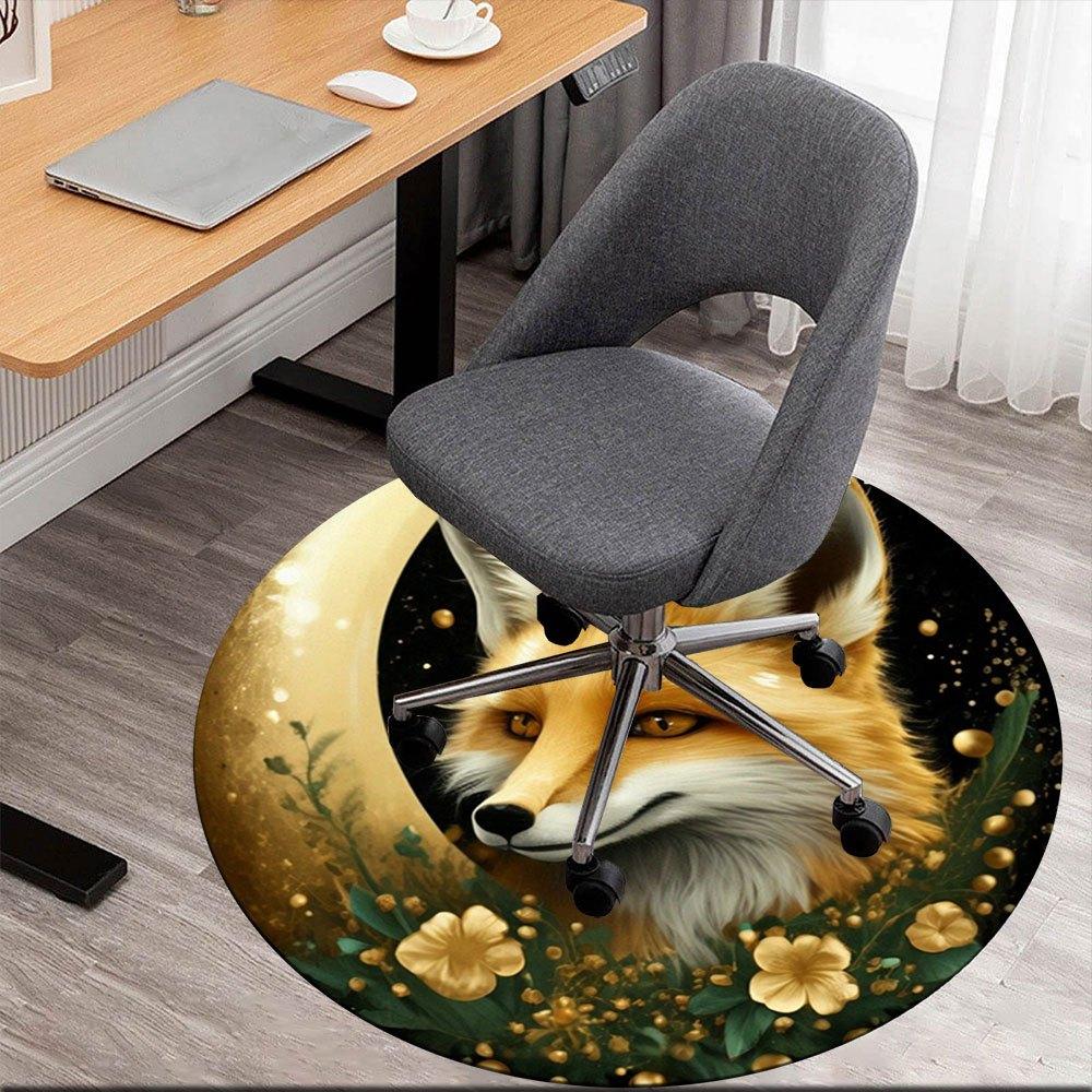 

Golden Fox Fantasy Wall Art DecorRound Non-Slip chair mat chair carpet for office Rugs for Office Decor Gift For Valentine s Day Mother s Day Hallowee 80cm by 80cm