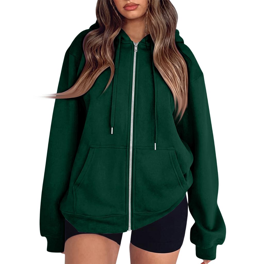 Women's Long Sleeve Color Hooded Sweatshirt Casual Pullover Top