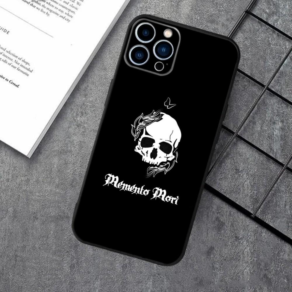 Memento Mori Phone Case For Apple iPhone 15,14,13,12,11,XS,XR,X,8,7,Pro,Max,Plus,mini Silicone Black Cover